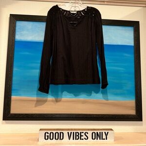 Lucky Brand Black Long Sleeve Top